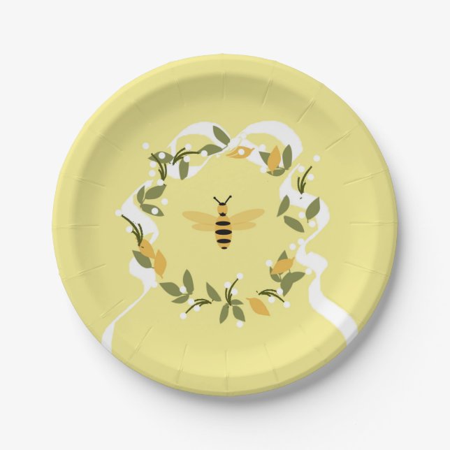 Bee in Wreath Paper Plate (Front)