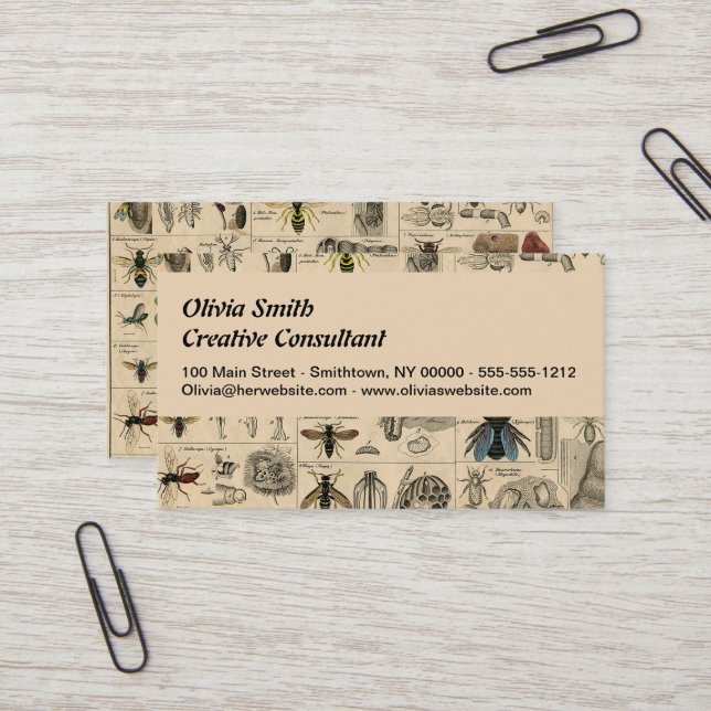 Bee Insect Bug Wasp Natural Nature Bees Painting Business Card (Front/Back In Situ)