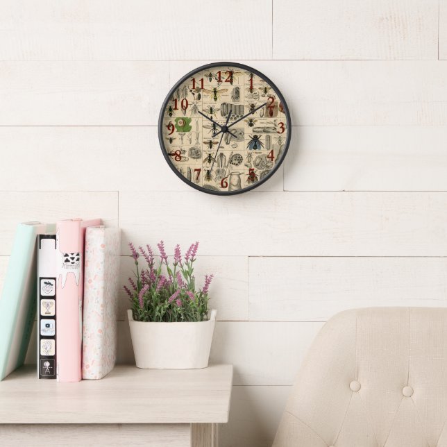 Bee Insect Bug Wasp Natural Nature Bees Painting Clock (Reading Room)