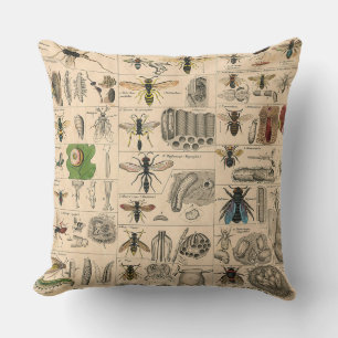 Bee Insect Bug Wasp Natural Nature Bees Painting Cushion