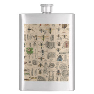 Bee Insect Bug Wasp Natural Nature Bees Painting Hip Flask