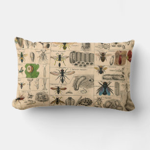 Bee Insect Bug Wasp Natural Nature Bees Painting Lumbar Cushion