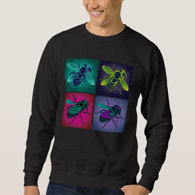 Bee Insect Pop Illustration Colorful Animal Women  Sweatshirt (Front)