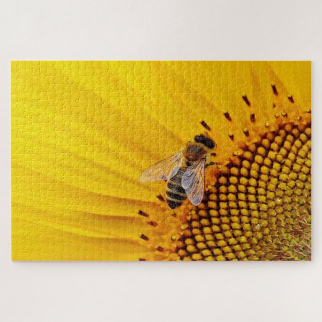 Bee inside a sunflower jigsaw puzzle (Horizontal)
