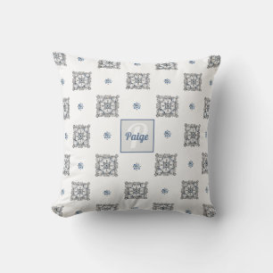 Bee Inspired Hand-Drawn Doodle with Monogram Cushion