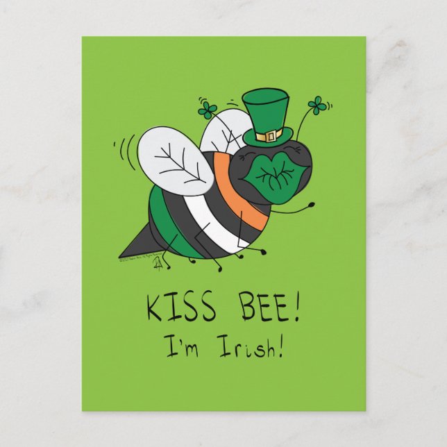 Bee Irish Funny St. Patrick's Day Postcard (Front)