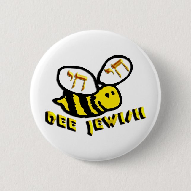 Bee Jewish 6 Cm Round Badge (Front)