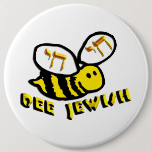 Bee Jewish 6 Cm Round Badge