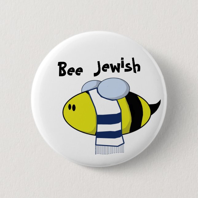 "Bee Jewish" 6 Cm Round Badge (Front)