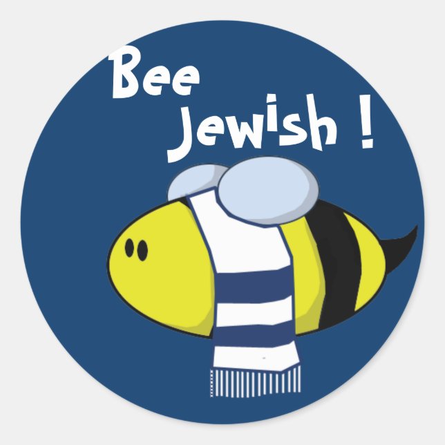 "Bee Jewish" Classic Round Sticker (Front)