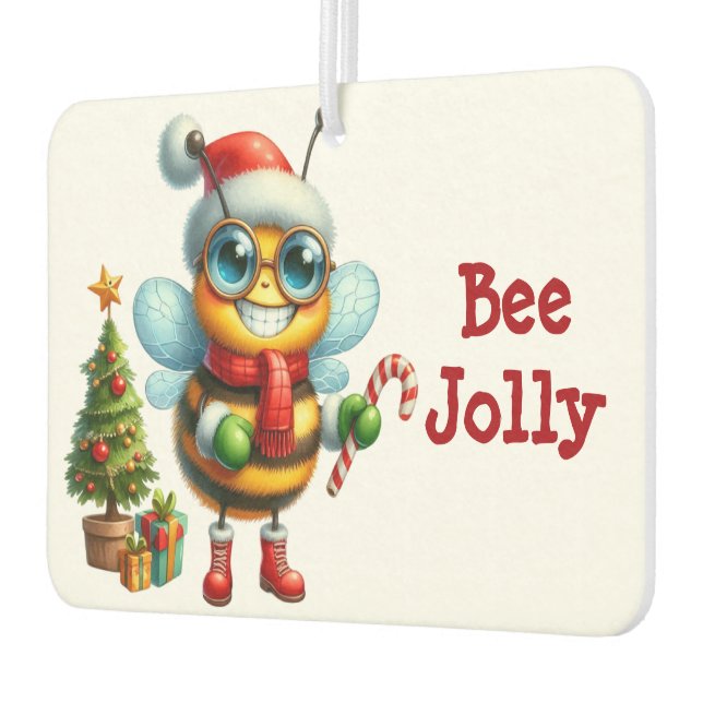 Bee Jolly Christmas Laughing Honeybee Car Air Freshener (Left)