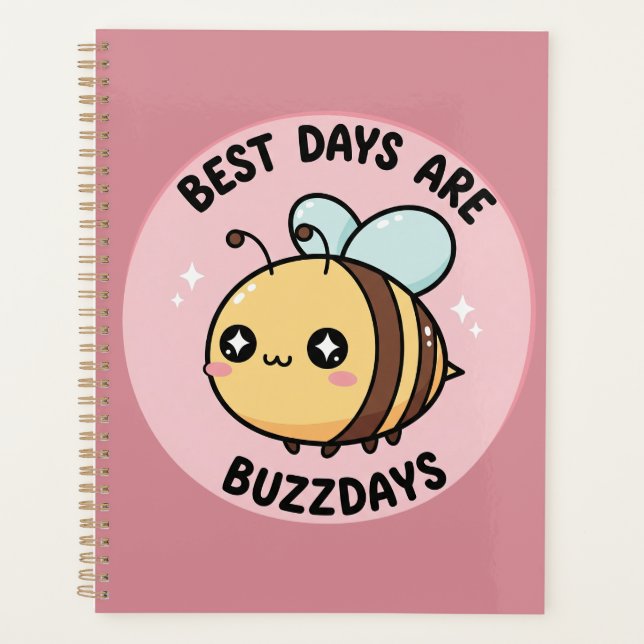 Bee Journal – Cute Pastel Bumblebee Notebook Planner (Front)