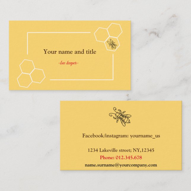 Bee keeper design customisable business card (Front/Back)