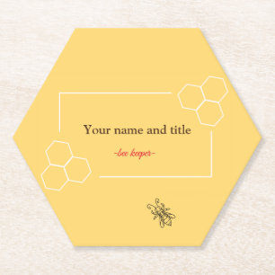 Bee keeper design customisable business card paper coaster