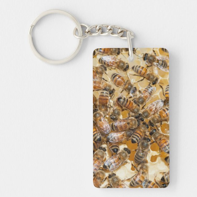 Bee keeping at Arlo's Honey Farm Key Ring (Front)