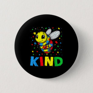 Bee kind autism awareness puzzle graphic men women 6 cm round badge