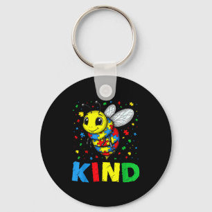 Bee kind autism awareness puzzle graphic men women key ring