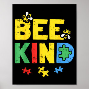 Bee Kind Autism Awareness Shirt Puzzle Autistic Poster