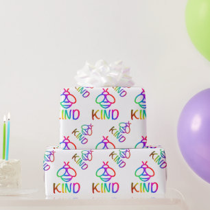 Bee kind, be kind, colourful bumblebee design  wrapping paper
