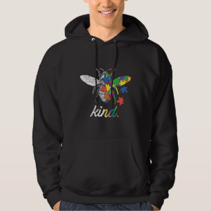 Bee Kind Beautiful Autism Awareness Print Puzzle Hoodie