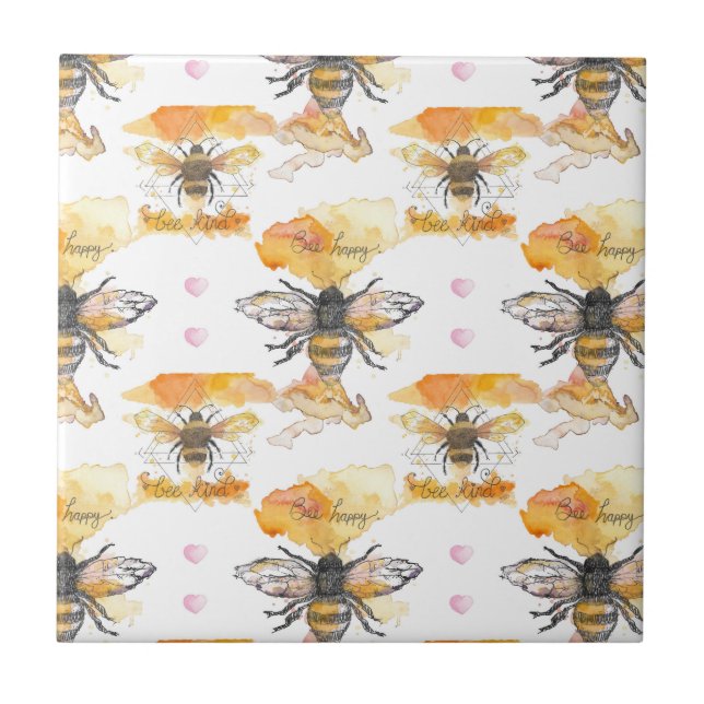 Bee Kind - Bee Happy Ceramic Tile (Front)