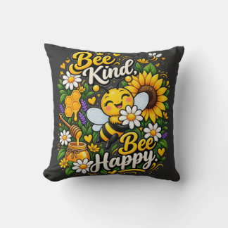 Bee Kind Bee Happy Cute Bee Lover Graphic Shirt Cushion