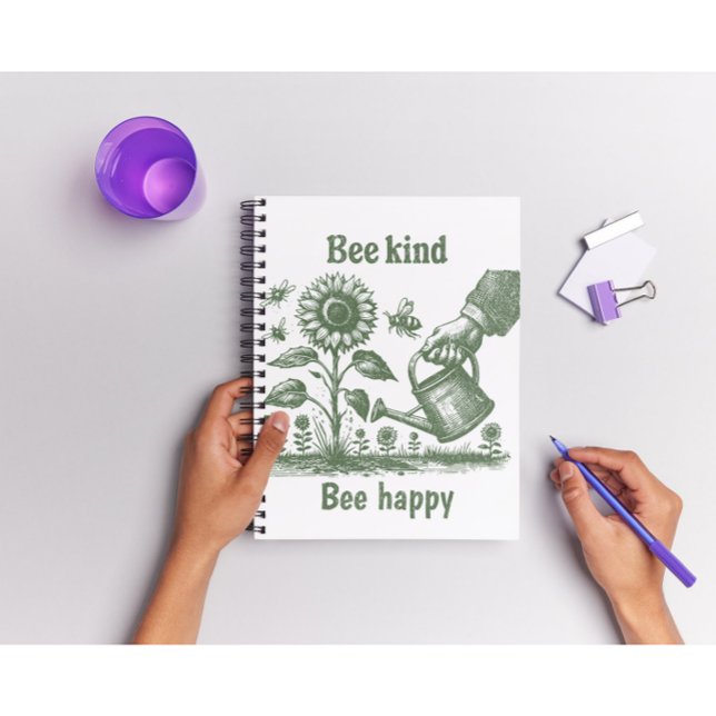 Bee Kind Bee Happy  Sunflowe Woodcut Garden Notebook (Creator Uploaded)