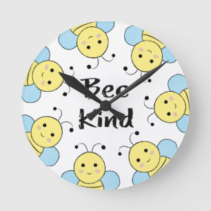 Bee Kind Bees Round Clock