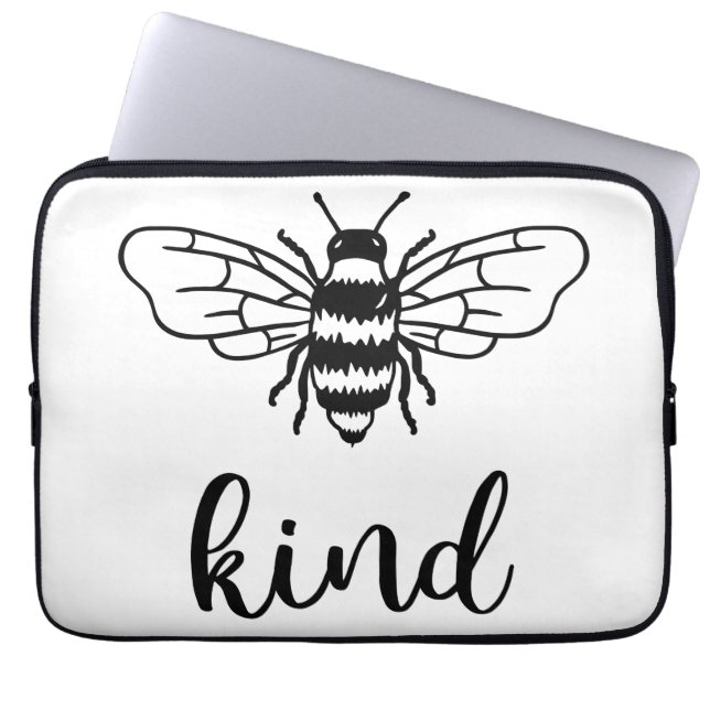 Bee Kind Black Laptop Sleeve (Front)