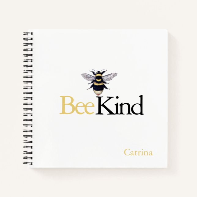Bee Kind Bumblebee Yellow Black Journal Notebook (Front)