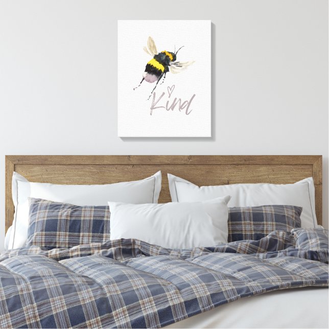 Bee Kind Canvas Print (Insitu(Bedroom))