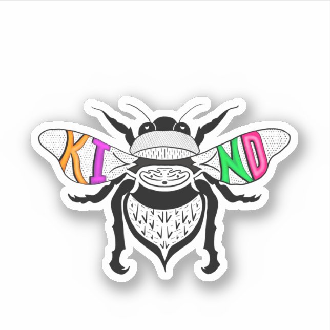 Bee Kind Colourful Graphic Sticker (Front)