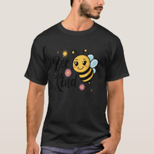 Bee Kind Cute Happy Bumblebee with Flowers and Sun T-Shirt