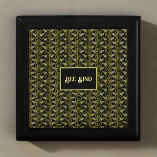 Bee Kind Elegant Gold and Black Bee Pattern Gift Box