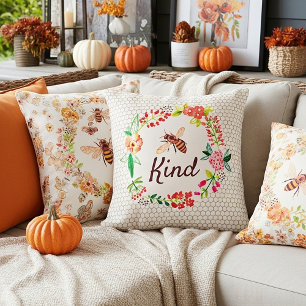 Bee kind floral cushion