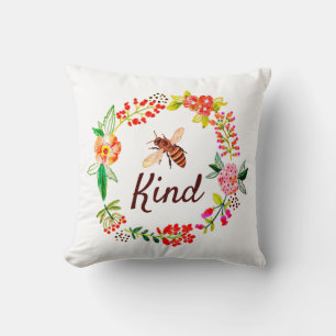 Bee kind floral cushion