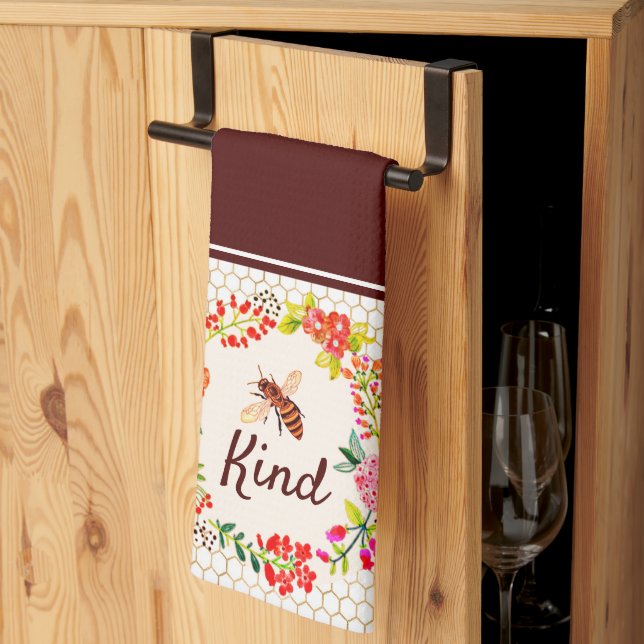 Bee kind floral   kitchen towel (Thirds Fold)