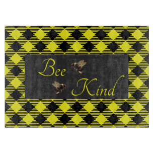 "Bee Kind"  Gingham Cutting Board
