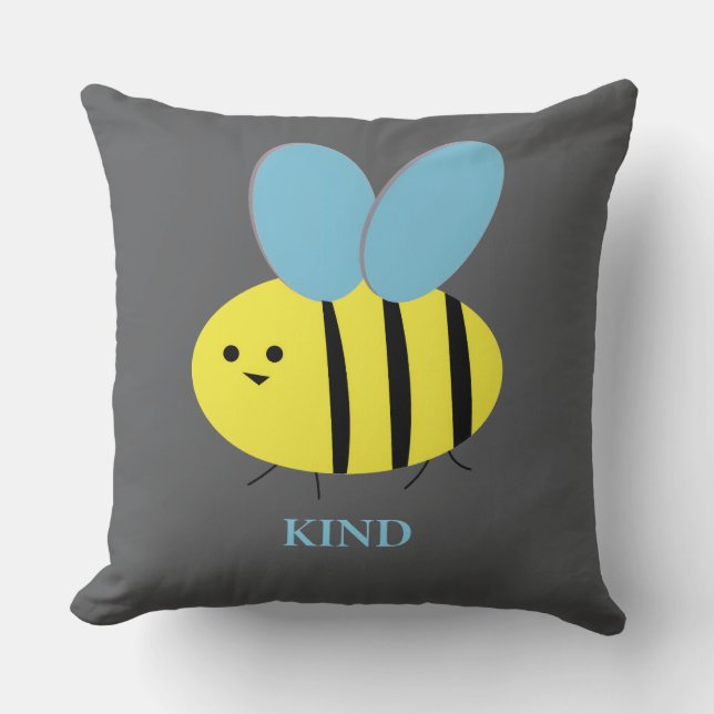 Bee Kind Grey Blue Cushion (Front)