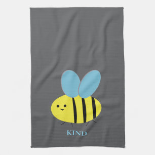 Bee Kind Grey Blue Tea Towel