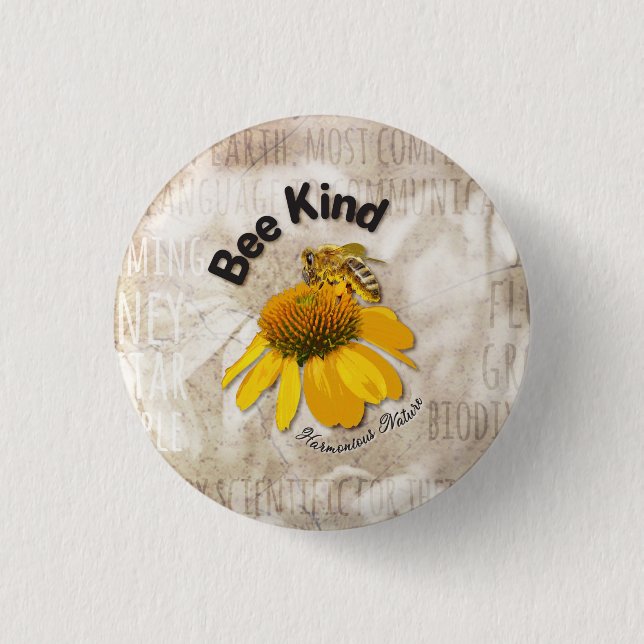 Bee Kind - Harmonious Nature  3 Cm Round Badge (Front)