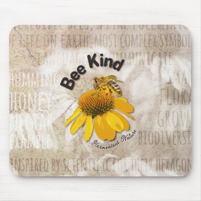 Bee Kind - Harmonious Nature Mouse Pad (Front)