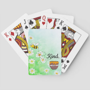 Bee kind honey floral green insect cartoon text playing cards