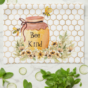 Bee kind honey pot  tea towel
