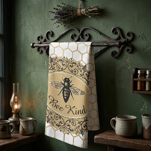 Bee kind honeycomb tea towel