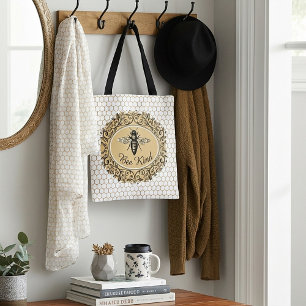 Bee kind honeycomb tote bag