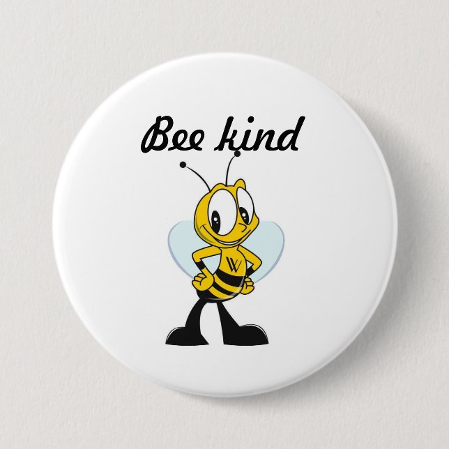 Bee kind keychain 7.5 cm round badge (Front)