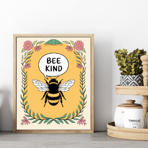 Bee Kind Positive Affirmation Inspirational Poster