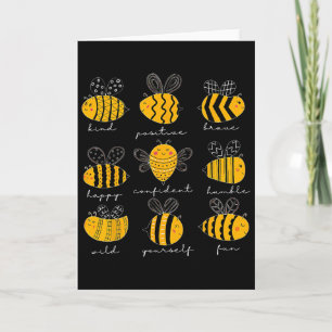 Bee Kind Positive Brave Happy Confident Humble Tea Card