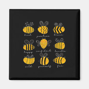 Bee Kind Positive Brave Happy Confident Humble Tea Magnet
